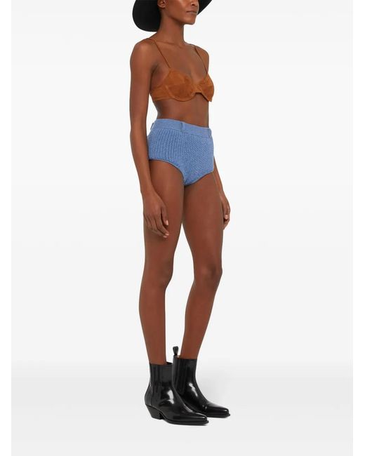 Alanui Blue Knitted High-Waisted Shorts