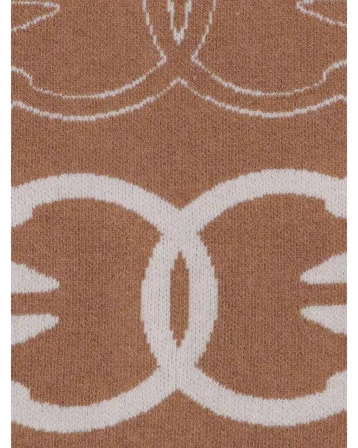 Pinko Brown Svezia Sciarpa Jacquard Logo