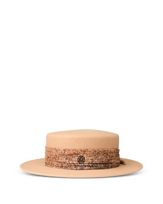 Maison Michel White Kiki Animal-Print Hat