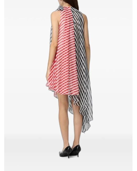 MSGM Pink Robe Rayée À Design Asymétrique
