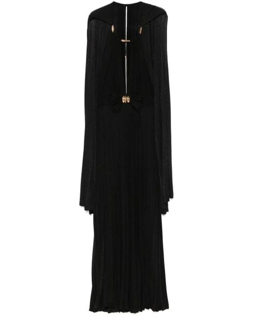 Elisabetta Franchi Black Cape-Abendkleid Aus Lurex