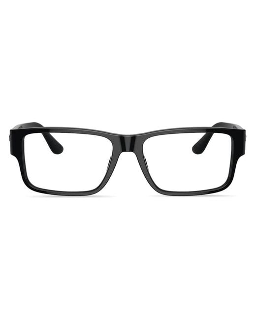 Versace Brown Logo-Stamp Rectangle-Frame Glasses for men