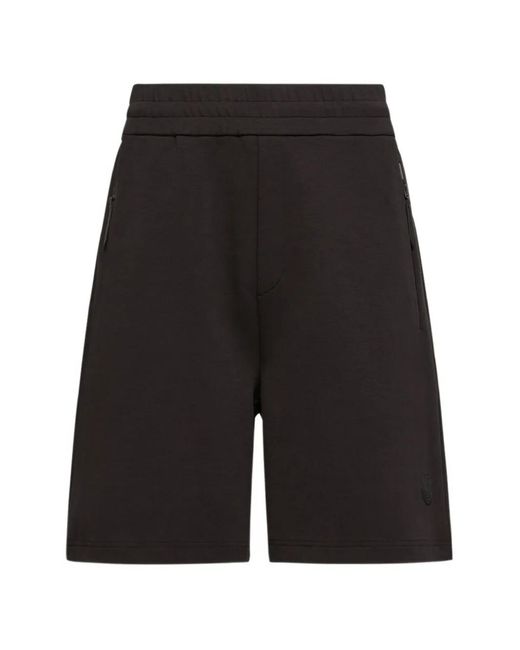 Moncler Black Interlock Logo-Patch Track Shorts for men