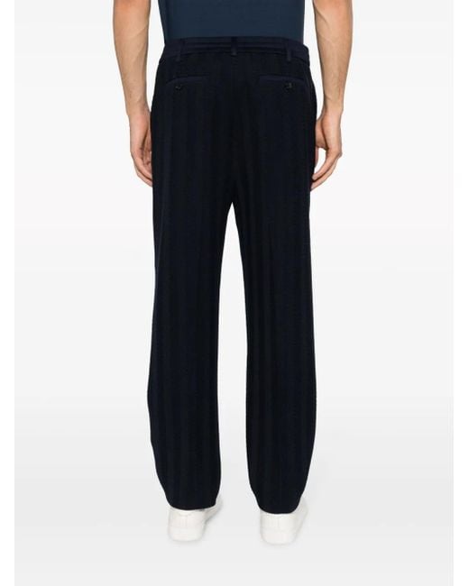 Missoni Blue Chevron-Knit Straight-Leg Trousers for men