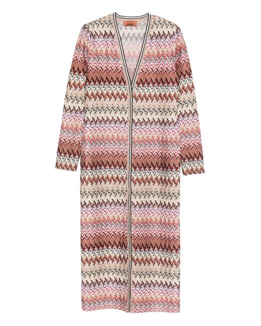 Missoni White Zigzag-Pattern Cardi-Coat