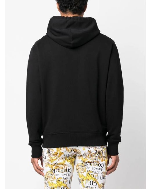 Versace Jeans Couture Black Logo-Print Zipped Hoodie for men