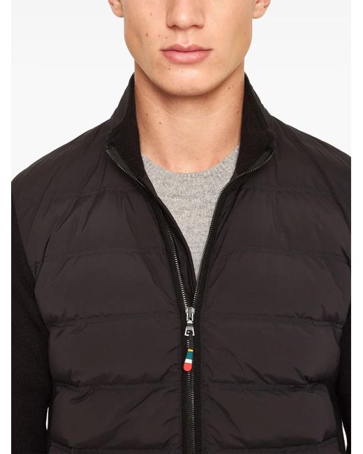 Orlebar Brown Black Merino Wool Padded Zip Jacket for men