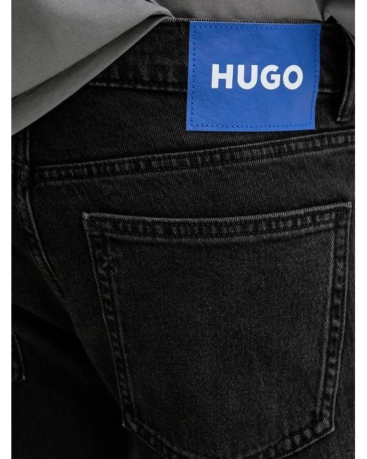 HUGO Black Tapered-Fit Patch Pocket Jeans for men