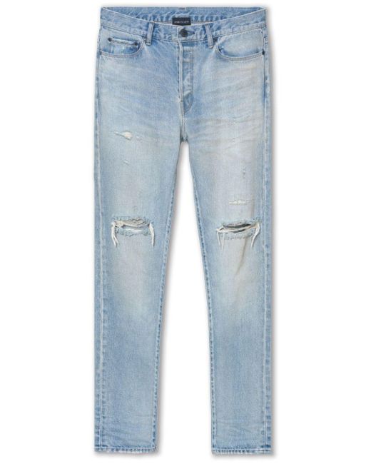 John Elliott Blue Straight-leg Ripped Jeans for men