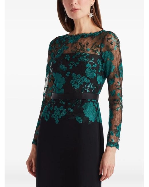 Tadashi Shoji Black Floral-Embellishment Maxi Dress