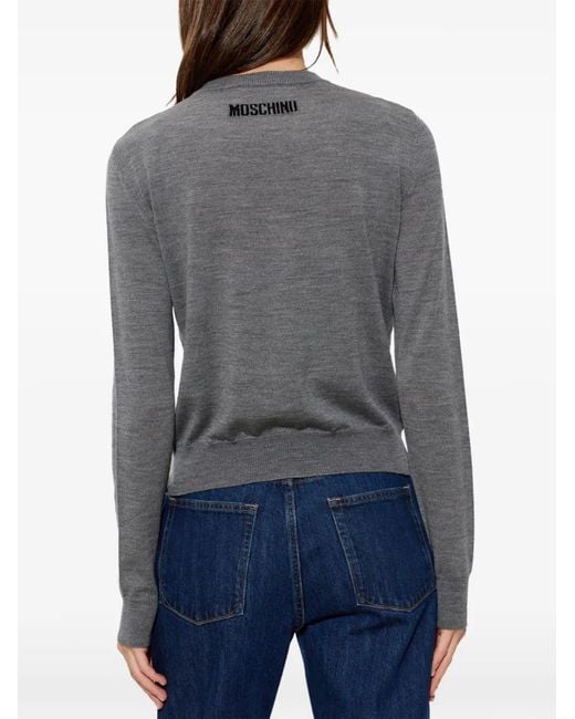 Moschino Gray Sunglasses-Intarsia Pocket-Detail Sweater