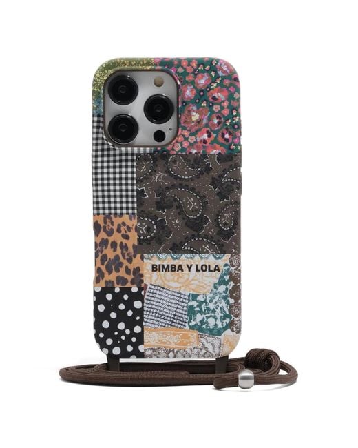 Bimba Y Lola Black Patchwork-Print Phone Case