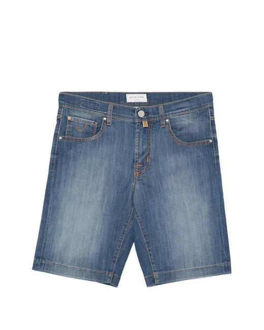 Jacob Cohen Blue Logo-Patch Shorts for men