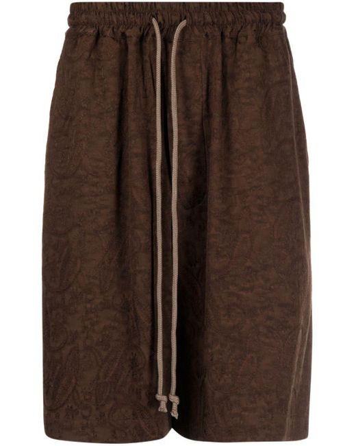 Song For The Mute Brown Paisley-brocade Drawstring Shorts for men