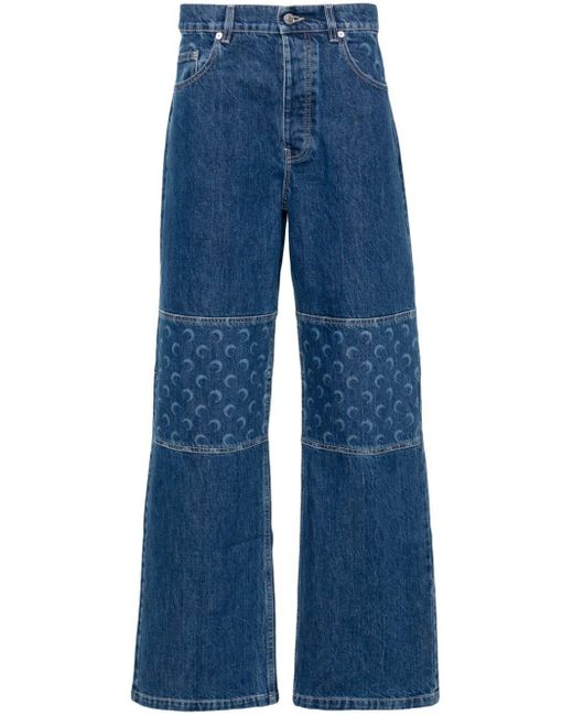 MARINE SERRE Blue Mid-rise Straight-leg Jeans for men