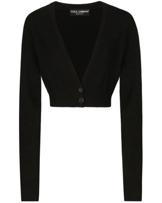 Cárdigan corto con cuello en V Dolce & Gabbana de color Black