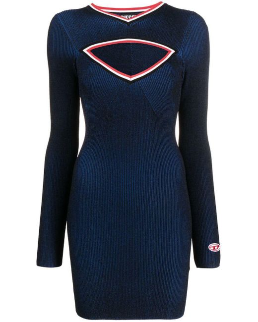DIESEL Ribbedknit Cutout Dress in Blue Lyst