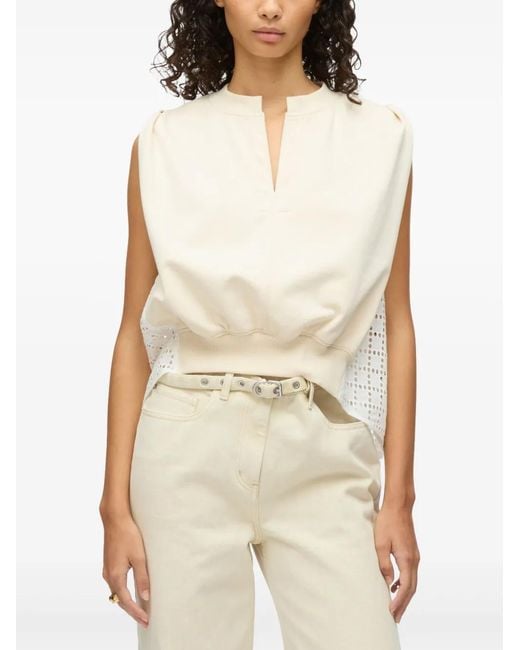 3.1 Phillip Lim Natural Broderie Anglaise French Terry Top