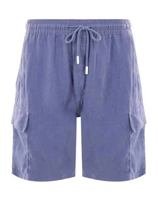 Vilebrequin Blue Drawstring Linen Shorts for men