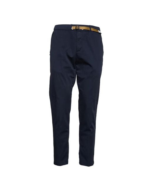 White Sand Blue Drawstring Long Trousers for men