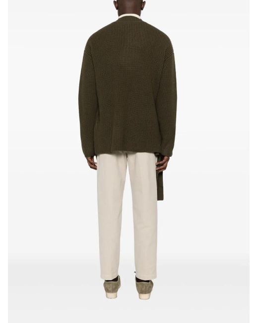 Emporio Armani Green Ribbed Wrap Cardigan for men