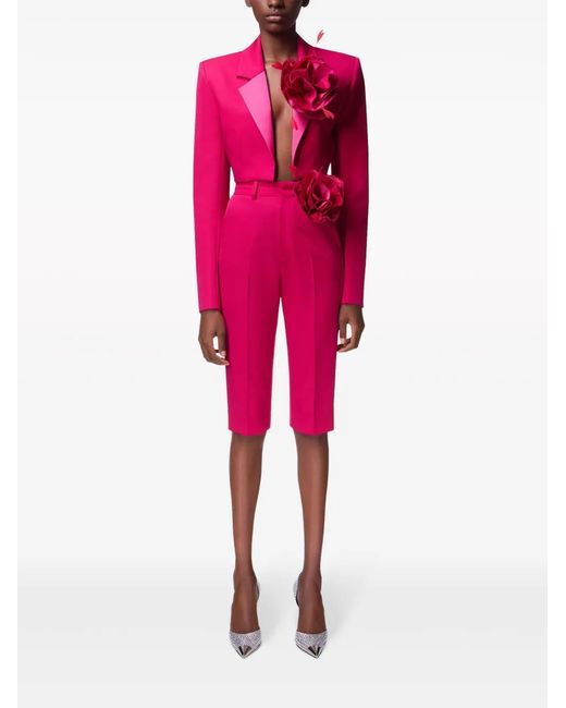 Area Flower-Appliqué Tailored Shorts