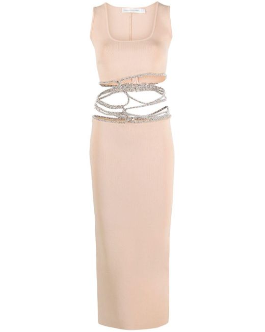 Christopher Esber White Crystal-embellished Cutout Ribbed-knit Midi Dress