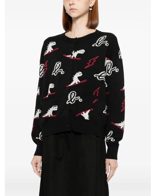 SPORT b. by agnès b. Black Dino Christmas Sweater Cardigan