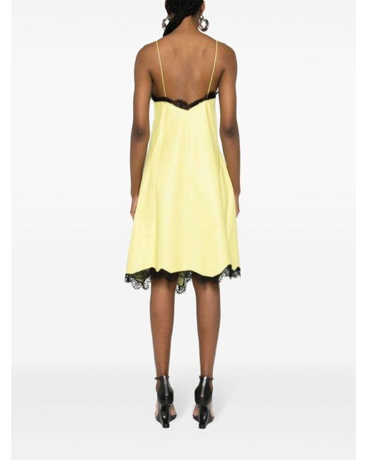 Off-White c/o Virgil Abloh Yellow Leather Lace-detail Dress
