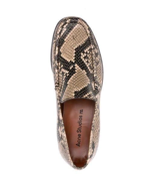 Acne Brown Snakeskin-print Leather Loafers for men