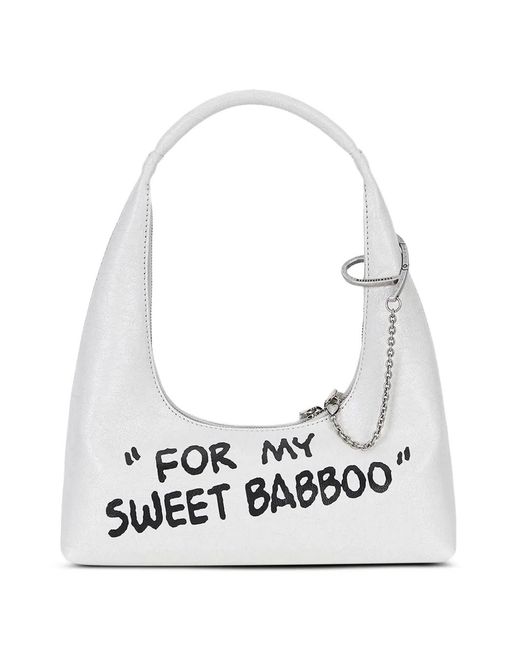 MARGE SHERWOOD White X Peanuts Cracked Leather Shoulder Bag