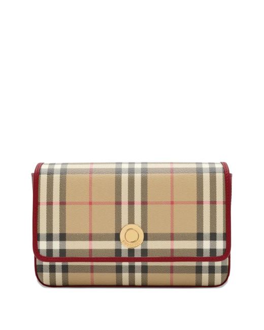 Burberry Natural Hampshire Check Leather Trim Bag