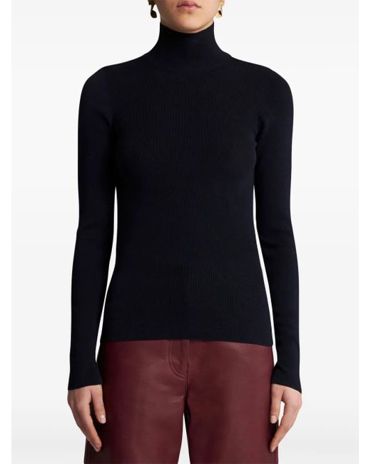Etro Blue High-Neck Wool Jumper