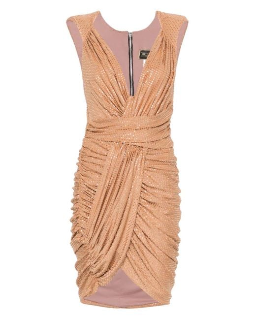 MITILIANE COUTURE Brown Minikleid Mit Kristallen