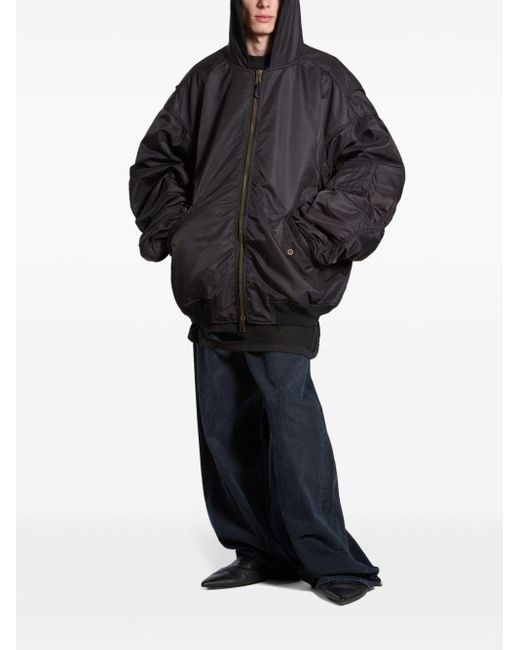 Balenciaga Black Oversize Hood Bomber Jacket for men