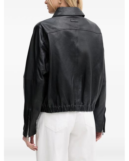 Trussardi Black Flap-Pocket Leather Jacket
