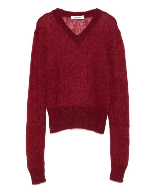 GIMAGUAS V-Neck Mohair Sweater in Red | Lyst