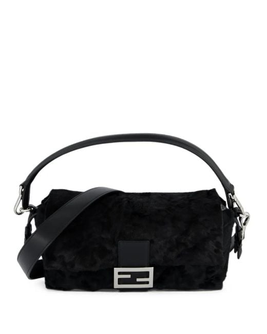 Fendi Black Medium Baguette Calf Hair Shoulder Bag
