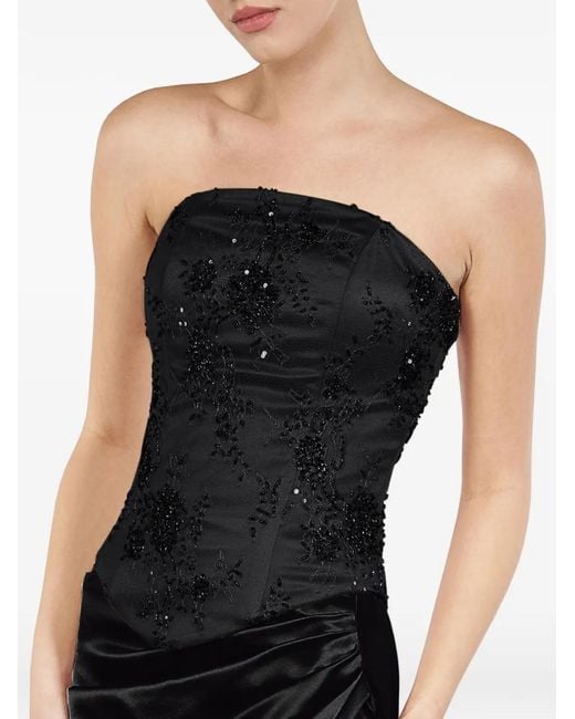 ALEXIA & ANTONIA Black Embellished Silk Corset