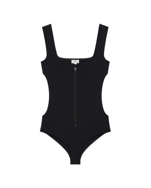 Courreges Black Cut-Out Zip-Up Bodysuit