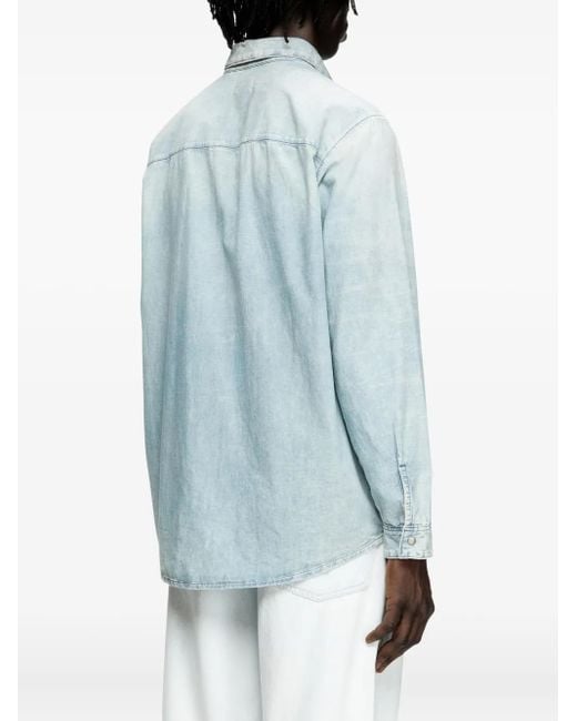 DIESEL Blue D-Simply Bleach-Effect Denim Shirt for men