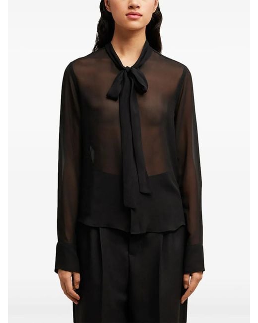 AMI Black Acot Silk Blouse