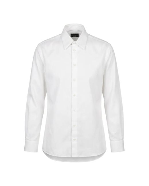 Giorgio Armani White Textured-Finish Long-Sleeve Shirt for men