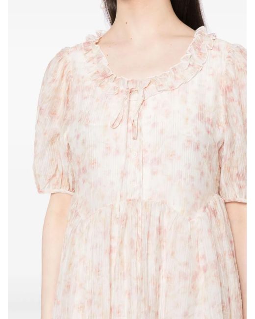 B+ AB Natural Tie-Dye Plissé Minidress