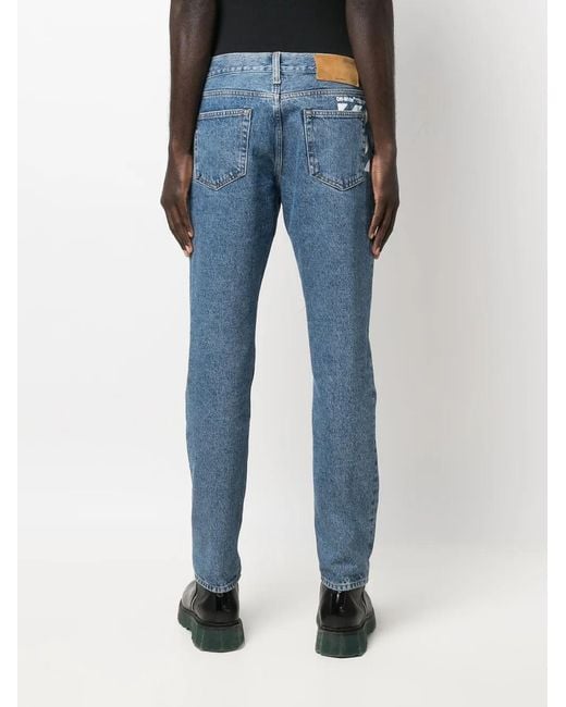 Off-White c/o Virgil Abloh Blue Diag-Print Skinny Jeans for men