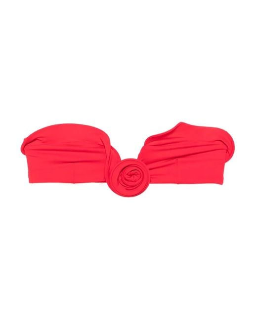 Magda Butrym Red Rose-Appliqué Bikini Top