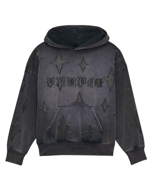 Purple Brand Black Gothic Stars Cotton Hoodie for men