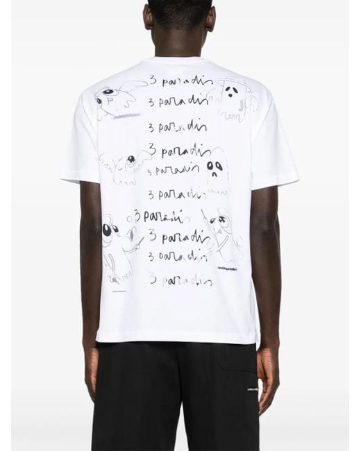 3.PARADIS White X Edgar Plans Cotton T-Shirt for men