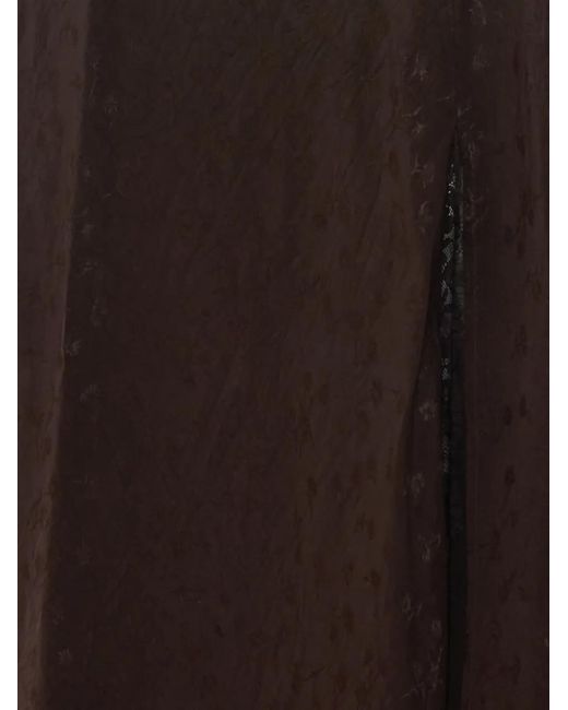Pinko Brown Lace-Trim Floral-Jacquard Maxi Dress