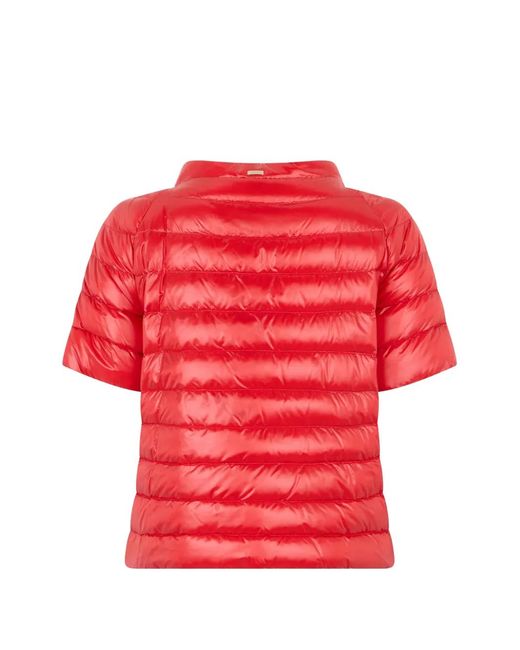 Herno Red Short-Sleeve Puffer Jacket